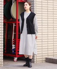 OLFKS21079 eur3(エウルキューブ) 【大きいサイズ】Vネックニットベスト ブラック(94)