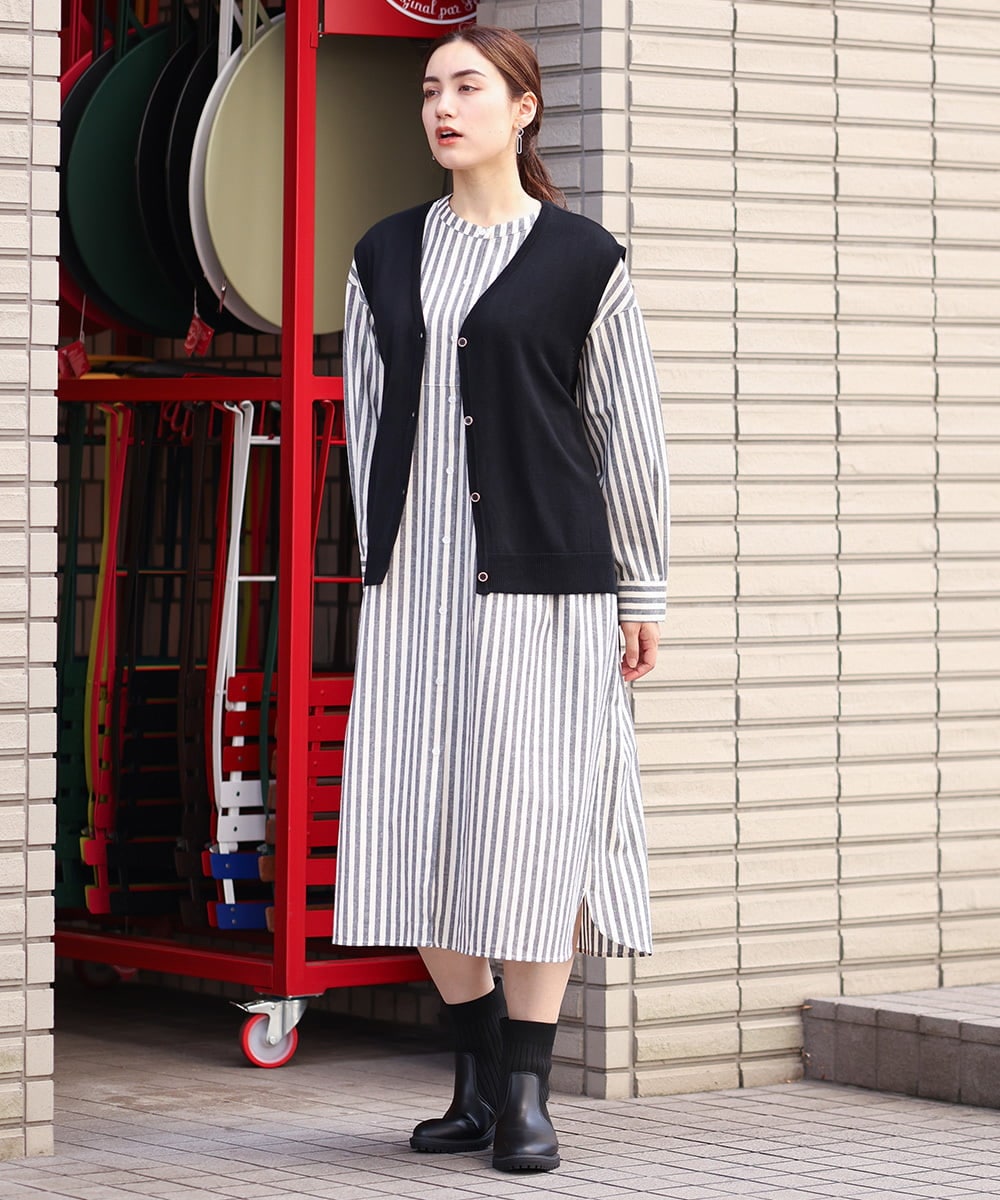 OLFKS21079 eur3(エウルキューブ) 【大きいサイズ】Vネックニットベスト ブラック(94)