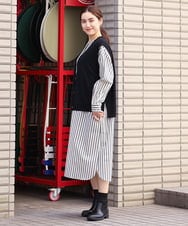 OLFKS21079 eur3(エウルキューブ) 【大きいサイズ】Vネックニットベスト ブラック(94)