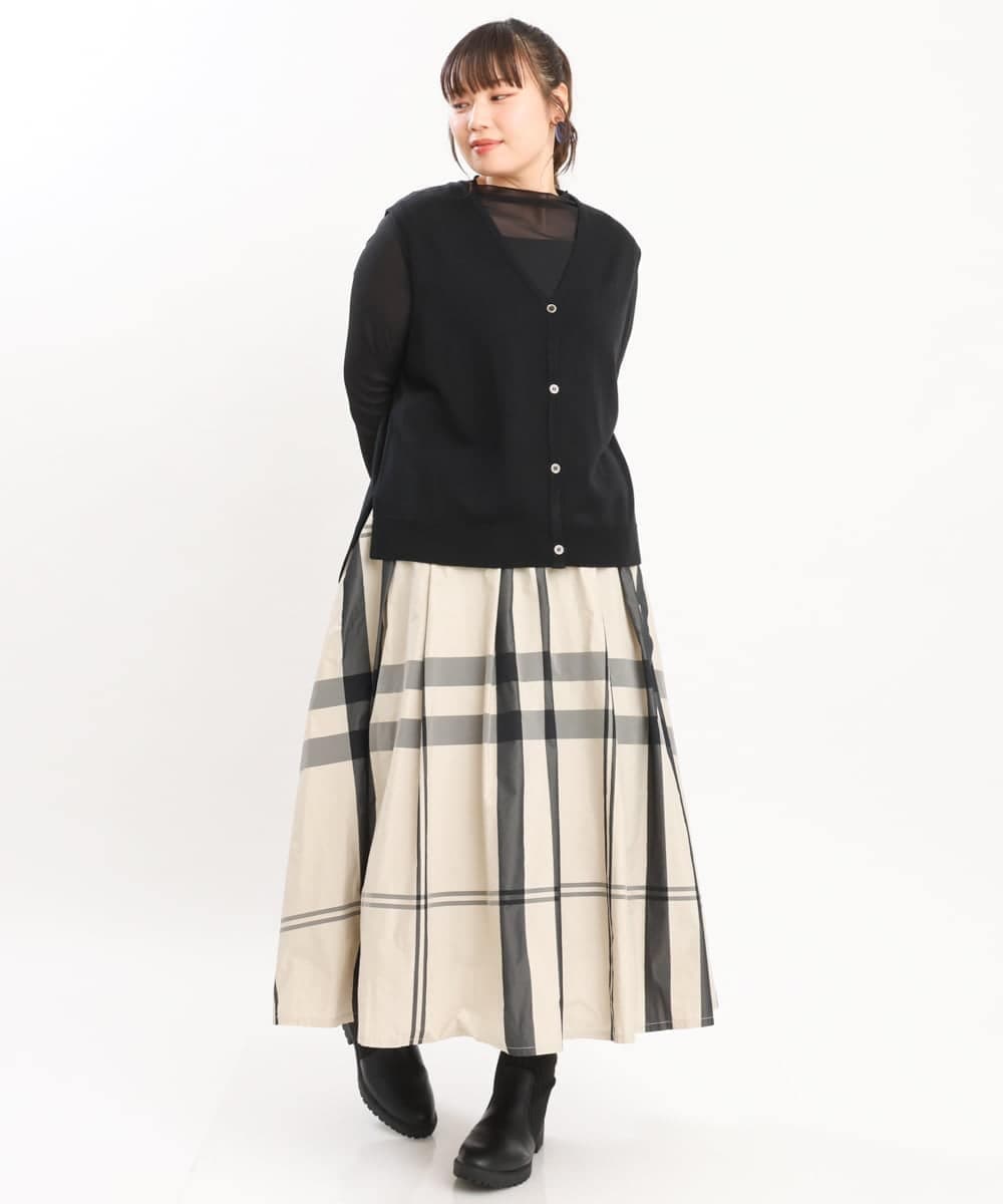 OLFKS21079 eur3(エウルキューブ) 【大きいサイズ】Vネックニットベスト ブラック(94)