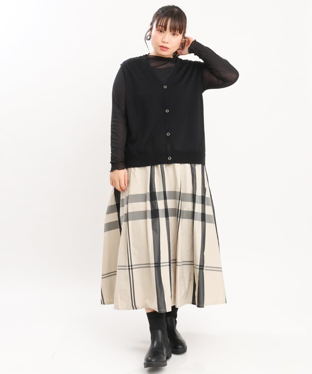 OLFKS21079 eur3(エウルキューブ) 【大きいサイズ】Vネックニットベスト ブラック(94)