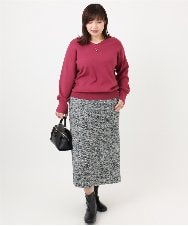 OLFLA03054 eur3(エウルキューブ) 【大きいサイズ/新色追加】Vネックパフスリーブニット ピンク(03)