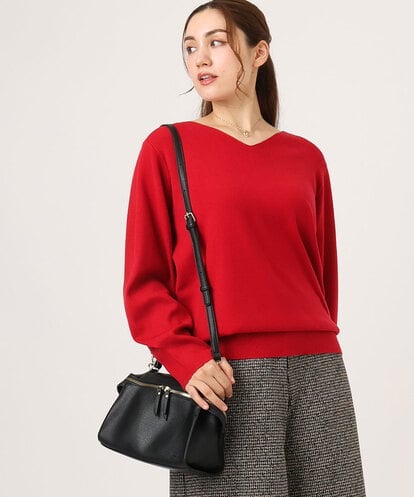OLFLA03054 eur3 【WEB先行販売】【大きいサイズ】Vネックパフスリーブニット