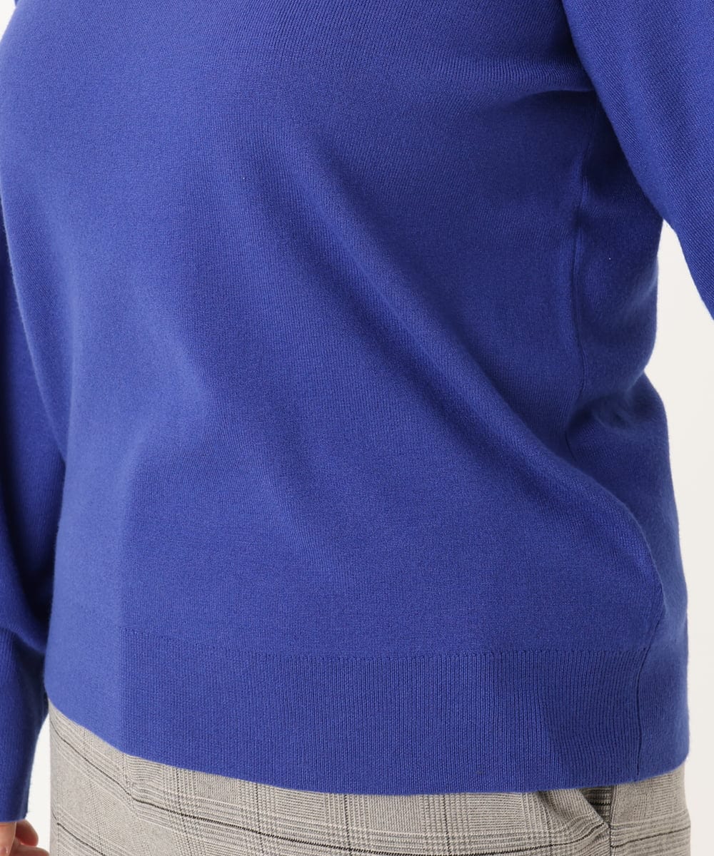 OLFLA03054 eur3(エウルキューブ) 【WEB先行販売】【大きいサイズ】Vネックパフスリーブニット ブルー(55)