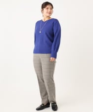 OLFLA03054 eur3(エウルキューブ) 【WEB先行販売】【大きいサイズ】Vネックパフスリーブニット ブルー(55)