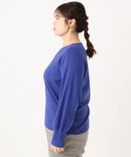 OLFLA03054 eur3(エウルキューブ) 【WEB先行販売】【大きいサイズ】Vネックパフスリーブニット ブルー(55)