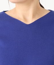 OLFLA03054 eur3(エウルキューブ) 【WEB先行販売】【大きいサイズ】Vネックパフスリーブニット ブルー(55)