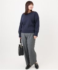 OLFLA03054 eur3(エウルキューブ) 【大きいサイズ/新色追加】Vネックパフスリーブニット ネイビー(57)