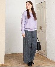 OLFLA03054 eur3(エウルキューブ) 【大きいサイズ/新色追加】Vネックパフスリーブニット ラベンダー(60)