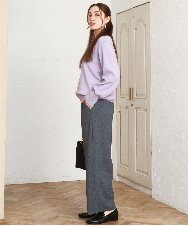 OLFLA03054 eur3(エウルキューブ) 【大きいサイズ/新色追加】Vネックパフスリーブニット ラベンダー(60)