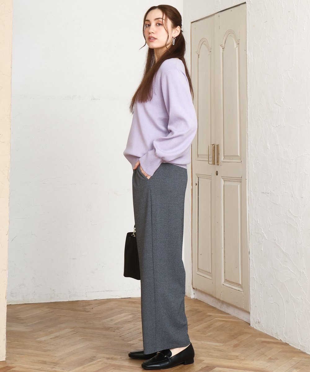 OLFLA03054 eur3(エウルキューブ) 【大きいサイズ/新色追加】Vネックパフスリーブニット ラベンダー(60)