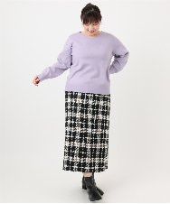 OLFLA03054 eur3(エウルキューブ) 【大きいサイズ/新色追加】Vネックパフスリーブニット ラベンダー(60)