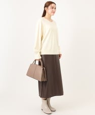 OLFLA03054 eur3(エウルキューブ) 【大きいサイズ/新色追加】Vネックパフスリーブニット アイボリー(80)