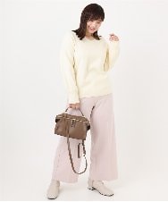 OLFLA03054 eur3(エウルキューブ) 【大きいサイズ/新色追加】Vネックパフスリーブニット アイボリー(80)