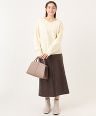 OLFLA03054 eur3(エウルキューブ) 【大きいサイズ/新色追加】Vネックパフスリーブニット アイボリー(80)