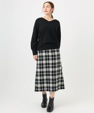 OLFLA03054 eur3(エウルキューブ) 【大きいサイズ/新色追加】Vネックパフスリーブニット ブラック(94)