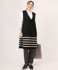 OLFLA06089 eur3(エウルキューブ) 【大きいサイズ】Vネックロングニットベスト ベージュ(82)