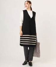 OLFLA06089 eur3(エウルキューブ) 【大きいサイズ】Vネックロングニットベスト ベージュ(82)