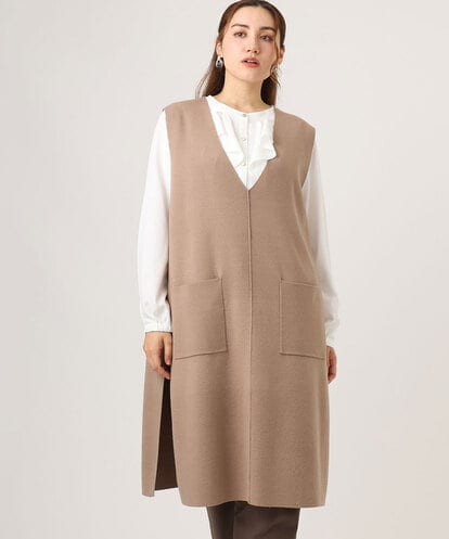 OLFLA06089 eur3 【大きいサイズ】Vネックロングニットベスト