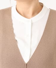 OLFLA06089 eur3(エウルキューブ) 【大きいサイズ】Vネックロングニットベスト グレージュ(89)