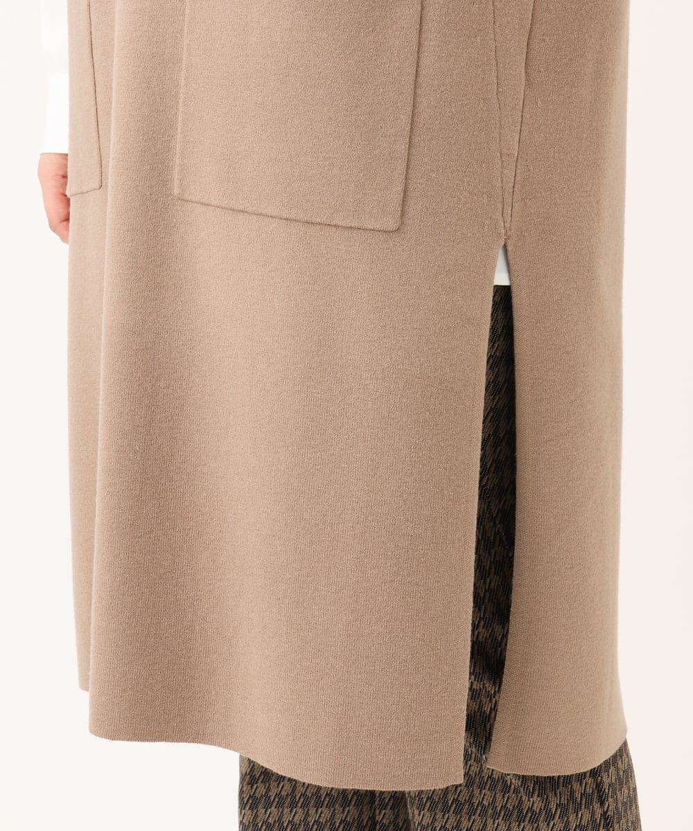 OLFLA06089 eur3(エウルキューブ) 【大きいサイズ】Vネックロングニットベスト グレージュ(89)