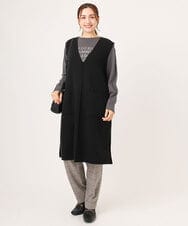 OLFLA06089 eur3(エウルキューブ) 【大きいサイズ】Vネックロングニットベスト ブラック(94)