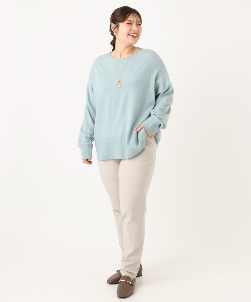 OLFLA07079 eur3(エウルキューブ) 【大きいサイズ】ボクシーシルエットニット ライトグリーン(30)