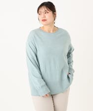 OLFLA07079 eur3(エウルキューブ) 【大きいサイズ】ボクシーシルエットニット ライトグリーン(30)