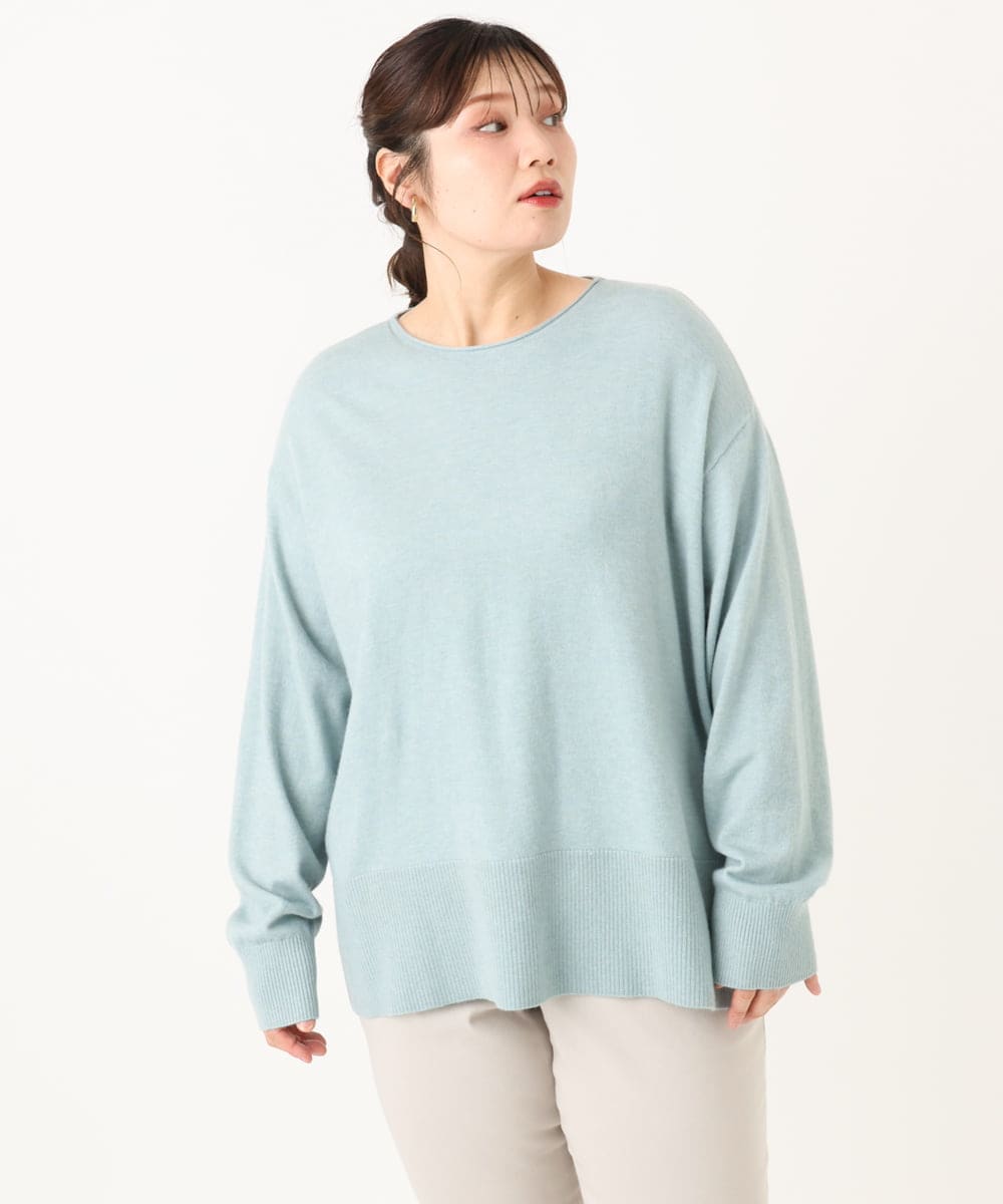 OLFLA07079 eur3(エウルキューブ) 【大きいサイズ】ボクシーシルエットニット ライトグリーン(30)