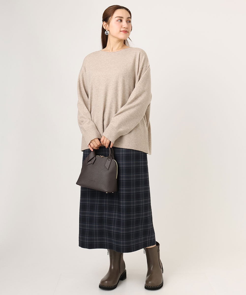 OLFLA07079 eur3(エウルキューブ) 【大きいサイズ】ボクシーシルエットニット ベージュ(82)（WEB限定カラー）