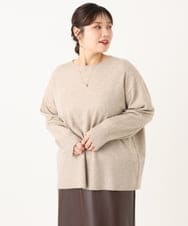 OLFLA07079 eur3(エウルキューブ) 【大きいサイズ】ボクシーシルエットニット ベージュ(82)（WEB限定カラー）