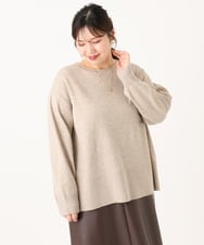 OLFLA07079 eur3(エウルキューブ) 【大きいサイズ】ボクシーシルエットニット ベージュ(82)（WEB限定カラー）
