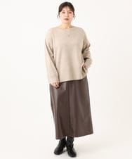 OLFLA07079 eur3(エウルキューブ) 【大きいサイズ】ボクシーシルエットニット ベージュ(82)（WEB限定カラー）