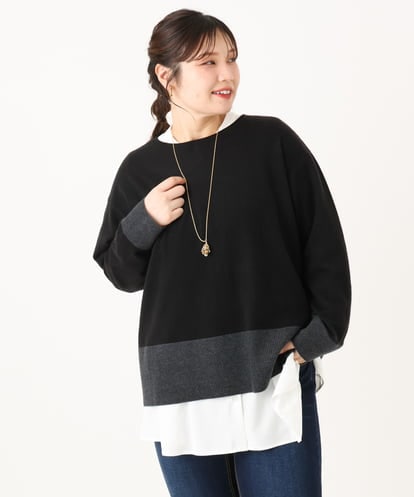 OLFLA07079 eur3 【大きいサイズ】ボクシーシルエットニット