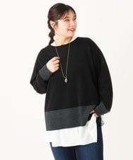 OLFLA07079 eur3(エウルキューブ) 【大きいサイズ】ボクシーシルエットニット ブラック(94)