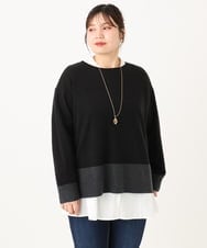 OLFLA07079 eur3(エウルキューブ) 【大きいサイズ】ボクシーシルエットニット ブラック(94)