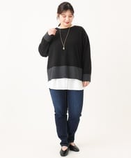 OLFLA07079 eur3(エウルキューブ) 【大きいサイズ】ボクシーシルエットニット ブラック(94)