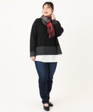 OLFLA07079 eur3(エウルキューブ) 【大きいサイズ】ボクシーシルエットニット ブラック(94)