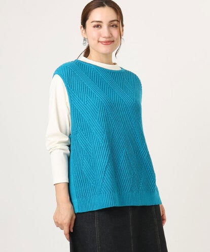 OLFLA08089 eur3 【大きいサイズ】サイドスリットケーブルベスト