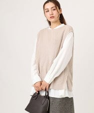 OLFLA08089 eur3(エウルキューブ) 【WEB先行販売】【大きいサイズ】アシメケーブルベスト ベージュ(82)