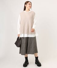 OLFLA08089 eur3(エウルキューブ) 【WEB先行販売】【大きいサイズ】アシメケーブルベスト ベージュ(82)