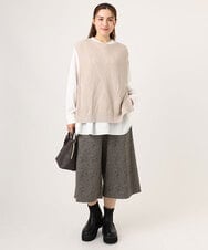 OLFLA08089 eur3(エウルキューブ) 【WEB先行販売】【大きいサイズ】アシメケーブルベスト ベージュ(82)