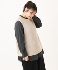 OLFLA08089 eur3(エウルキューブ) 【WEB先行販売】【大きいサイズ】アシメケーブルベスト ベージュ(82)