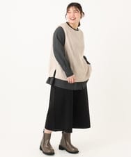 OLFLA08089 eur3(エウルキューブ) 【WEB先行販売】【大きいサイズ】アシメケーブルベスト ベージュ(82)