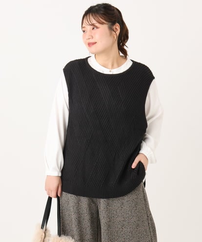 OLFLA08089 eur3 【WEB先行販売】【大きいサイズ】サイドスリットケーブルベスト