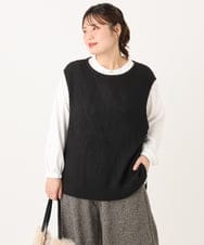 OLFLA08089 eur3(エウルキューブ) 【WEB先行販売】【大きいサイズ】アシメケーブルベスト ブラック(94)