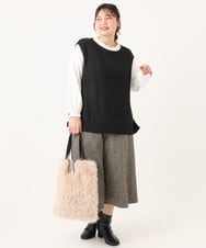 OLFLA08089 eur3(エウルキューブ) 【WEB先行販売】【大きいサイズ】アシメケーブルベスト ブラック(94)