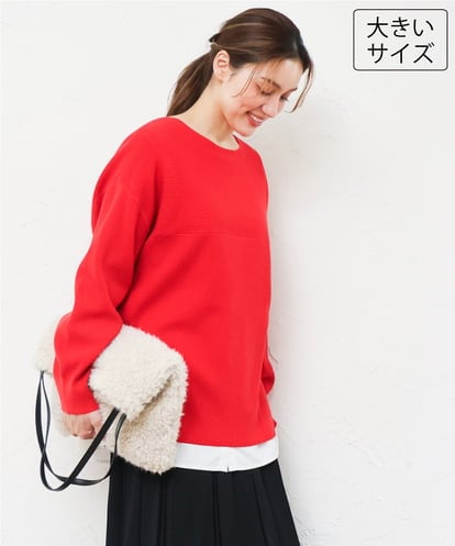 OLFLD01054 eur3 【野呂佳代さん着用/大きいサイズ】ドロップショルダーニット