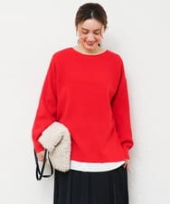 OLFLD01054 eur3(エウルキューブ) 【野呂佳代さん着用/大きいサイズ】ドロップショルダーニット レッド