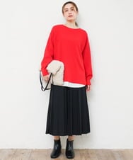 OLFLD01054 eur3(エウルキューブ) 【野呂佳代さん着用/大きいサイズ】ドロップショルダーニット レッド